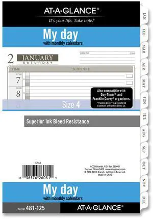AT-A-GLANCE Daily Planner Refill 5.5x8.5 Size 4 Calendar 2026
