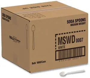 Specialty Cutlery Soda Spoon Plastic White 1000/Carton MSWD0007