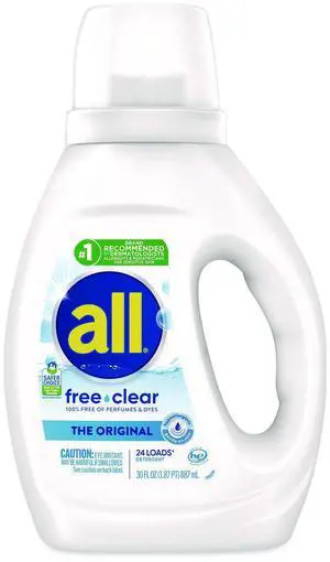 All Free Clear HE Laundry Detergent, Unscented, 30 oz Bottle, 6/Carton