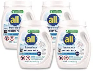MIGHTY PACS Free Clear HE Laundry Detergent 60 Pods/Tub 4 Tubs/Carton 7261346880
