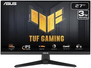 ASUS TUF Gaming 27” 1080P Monitor (VG279QE5A) – Full HD, Overclock to 146Hz, 1ms, IPS, Extreme Low Motion Blur Sync, Stereo speaker, Variable Overdrive, DisplayWidget Center