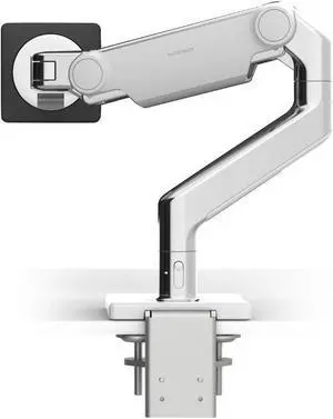 Humanscale M8.1 Monitor Arm w/Two-Piece Clamp Mount Base, Aluminum/White M81TBW