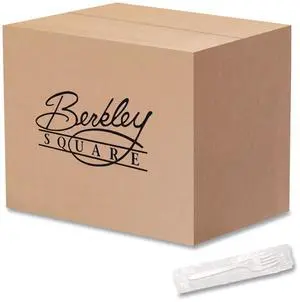 Berkley Square Individually Wrapped Fork, Plastic, White, 1,000/Carton