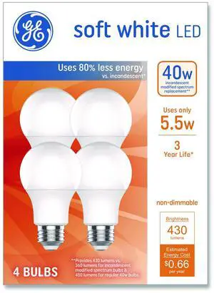 BULB,LED,5.5W,4/PK,SFTWH