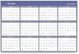 AT-A-GLANCE® 2026 Vertical Horizontal Reversible Erasable Yearly Wall Calendar, Blue, Extra Large, 48" x 32"