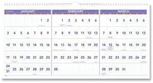 AT-A-GLANCE® 2026 Three Month Reference Horizontal Wall Calendar, Large, 12" x 27"