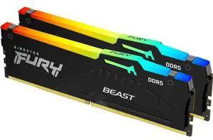 Kingston FURY Beast RGB 64GB (2 x 32GB) 288-Pin PC RAM DDR5 5200 (PC5 41600) Memory (Notebook Memory) Model KF552C40BBAK2-64