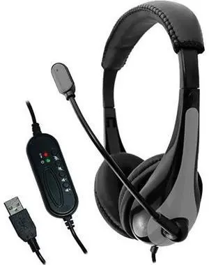 AVID Education AE-39 USB Headset with Microphone and Inline Controls Gray 2AE39GRYUSB32