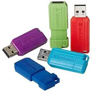 Verbatim 16GB Pinstripe Retractable USB 2.0 Flash Drive - 5 Pack - Multicolor