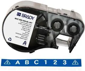 Brady Authentic All-Weather Vinyl Labels White on Blue M4C-500-595-BL-WT
