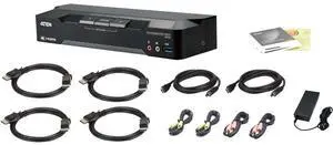 ATEN 2-Port 4K DisplayPort Dual Display Mini-Matrix Boundless KVM Switch