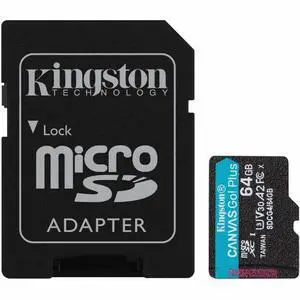 Kingston 64GB microSDXC Canvas Go Plus Gen4 200MB/s A2 U3 V30 Card + Adapter