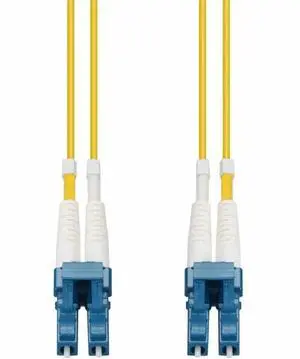 AddOn 0.15m LC to LC Yellow OS2 Duplex OFNR Riser-Rated SMF Fiber Patch Cable