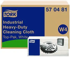 Industrial Heavy-Duty Cleaning Cloth 1-Ply 13.97 x 4.25 Unscented White 60 Cloths 4/Carton 570481