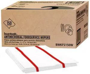 Antimicrobial Foodservice Wipers 1-Ply 12 x 21 Red/White 150/Carton 3282