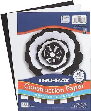 Pacon Tru-Ray 9x12 Construction Paper Black/White 144 Sheets P6676