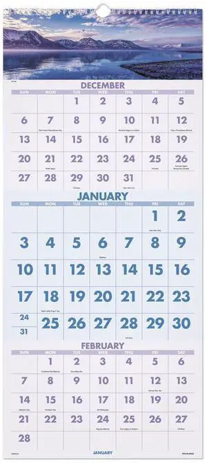 AT-A-GLANCE® 2026 Scenic Three Month Wall Calendar, Large, 12" x 27"