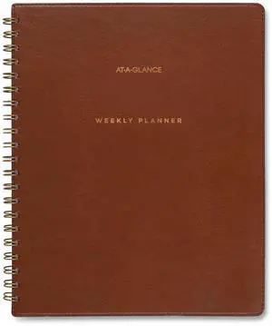 AT-A-GLANCE® Signature Collection Academic 2025-2026 Weekly Monthly Planner, Brown, Large, 8 1/2" x 11"