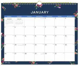 Ashlyn Monthly Wall Calendar Floral Artwork 15 x 12 White/Blue/Pink Sheets 12-Month Jan to Dec: 2026 148617