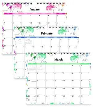 Lindley Monthly Wall Calendar Floral Artwork 15 x 12 White/Pink/Red Sheets 12-Month Jan to Dec: 2026 117888
