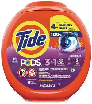 PODS Laundry Detergent HE Compatible Spring Meadow 57 oz Tub 76 Pacs/Tub 4 Tubs/Carton 80735047