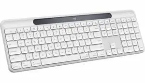 Logitech Signature Slim Solar+ keyboard for Mac solar and artificial light powered durable battery that lasts up to 10 years customizable keys Bluetooth White