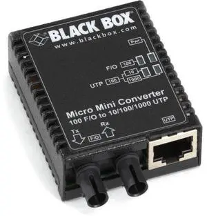 Black Box Micro Mini 10/100/1000Mbps Copper to 100Mbps Fiber Media Converter