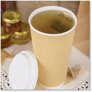 Ripple Hot Cups 20 oz Paper Kraft/White 500/Carton CKRC520