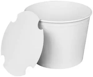 Food Bucket with Lid 85 oz 7.36" Diameter x 6" h White Paper 180/Carton CFB85WBUNDLE