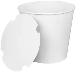 Food Bucket with Lid 170 oz 8.9" Diameter x 8.36" h White Paper 150/Carton CFB170WBUNDLE
