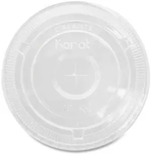 PET Lids Flat with Straw Slot Fits 32 oz Cold Cups Plastic Clear 500/Carton CKC107TS
