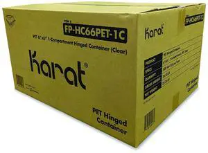 PET Plastic Hinged Container 6 x 6 x 3.3 Clear Plastic 500/Carton FPHC66PET1C
