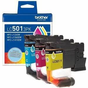 Brother LC501 3PK Original Standard Yield Inkjet Ink Cartridge Cyan Magenta Yellow 3 Pack