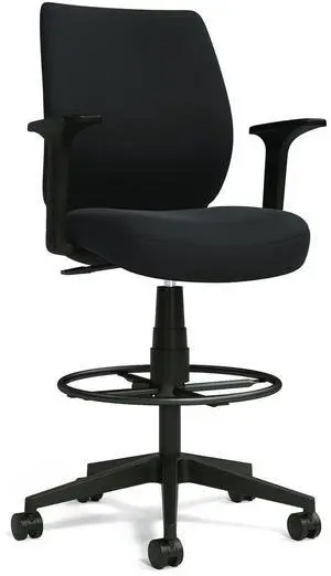 Alera Wessex Drafting Stool Fabric Supports Up to 275 lb 27.95 to 33.66 Seat Height Black Seat Black Back Black Base ALEWX4614