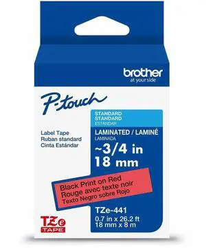 Brother Genuine P-touch TZe441 BK on RD Label Tape Laminated 18mmX8m