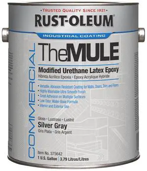 Commercial The MULE Modified Urethane Latex Epoxy Interior/Exterior Gloss Silver Gray 1 gal Bucket/Pail 2/Carton 375642
