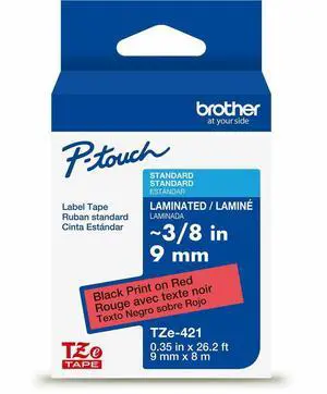 Brother Genuine P-touch TZe421 BK on RD Label Tape Laminated 9mmX8m