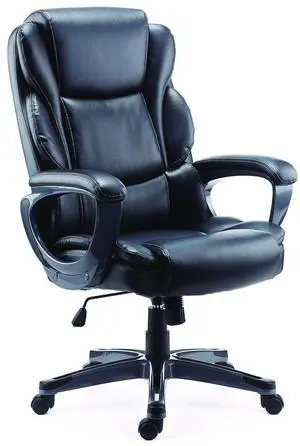 Alera Kirkdale Bonded Leather Manager Chair Supports Up to 275 lb 16.18 to 22.76 Seat Height Black Seat/Back Black Base ALEKD4519