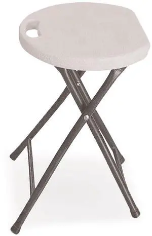 Rough n Ready Folding Stool Backless Supports Up to 300 lb 26" Seat Height White Seat Charcoal Base 4/Carton 64573