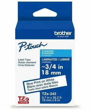 Brother Genuine P-touch TZe243 BL on WHT Label Tape Laminated 18mmX8m TZE243G