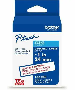 Brother Genuine P-touch TZe252 RD on WHT Label Tape Laminated 24mmX8m