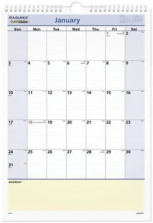 AT-A-GLANCE® QuickNotes® 2026 Monthly Desk Wall Calendar, Medium, 12" x 17"