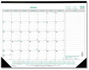 2026 Brownline EcoLogix Monthly Desk Pad Calendar, 22" x 17", 100% Recycled, Green/White, January to December, C177437