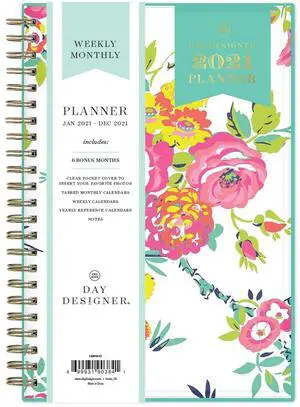 Blue Sky Day Designer Weekly/Monthly Planner 8x5 White/Floral 2026 BLS103619