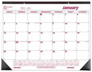2026 Brownline Monthly Desk Pad Calendar, 22" x 17", Burgundy/White, January To December, C1731