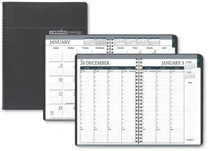 House of Doolittle Wirebound Weekly/Monthly Planner 11x8.5 Black Leatherette 2026