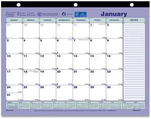 2026 Brownline Monthly Desk Pad Calendar, 11" x 8-1/2", Blue/White, January To December, C181721