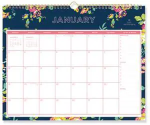 Blue Sky Day Designer Wirebound Wall Calendar 15x12 Navy Floral 2026 BLS103627 Blue Sky Day Designer Wirebound Wall Calendar 15x12 Navy Floral 2026 BLS103627