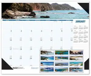 House of Doolittle Coastlines Photographic Monthly Desk Pad Calendar 18.5x13 2026
