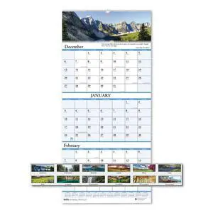 House of Doolittle Scenic Compact Three-Month Wall Calendar 8x17 2026